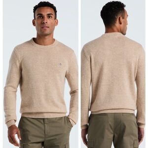 Original Penguin Lambswool Crewneck Long Sleeves Neutral  Birch Tan Sweater M